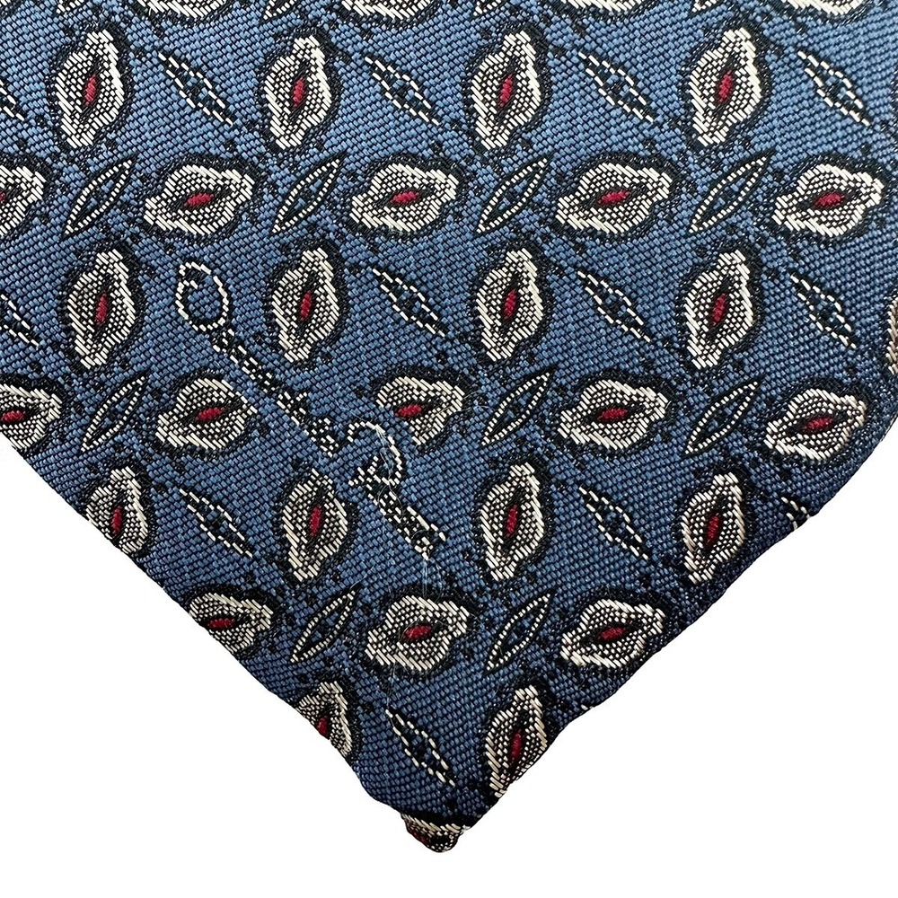 OSCAR DE LA RENTA Men's Leaf Neck Tie • blue, silver, red • office wedding party